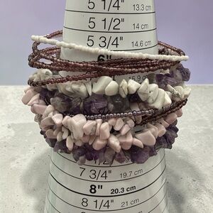 3/$18 Chunky Stone & Seed Bead Bracelet w/ Magnetic Closure- 15 Strands